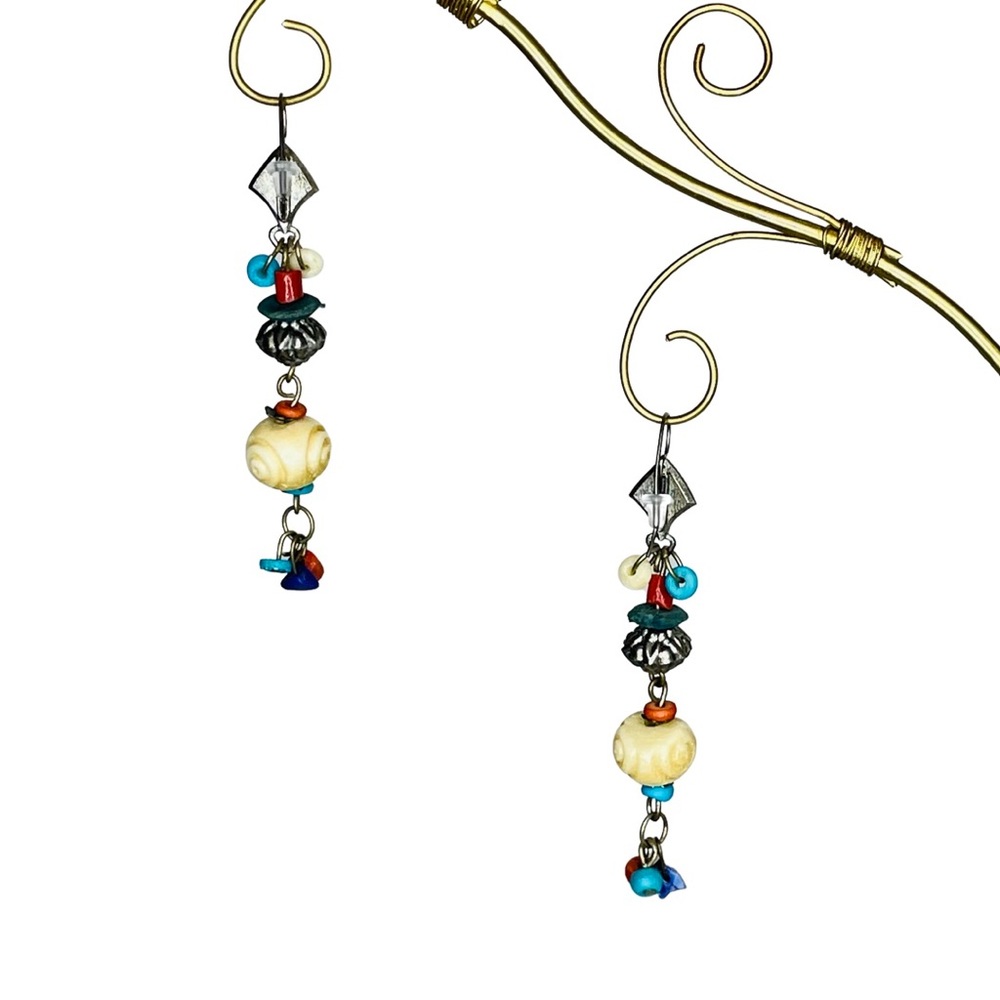 Multi-Beaded Linear Dangle Earrings - image 2